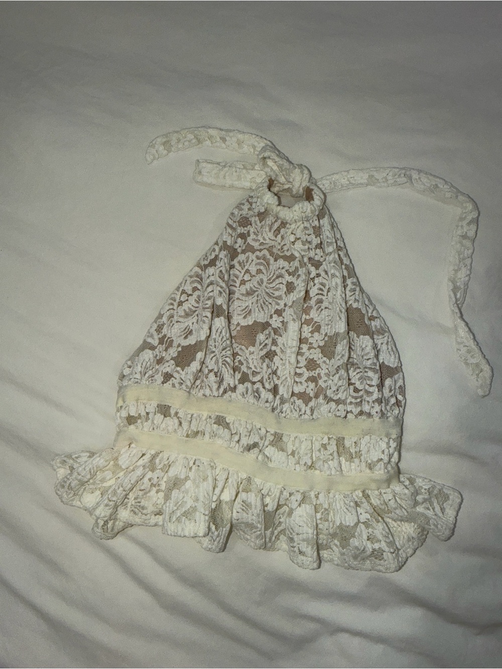 MESHKI Ivory Lace Halter Top
